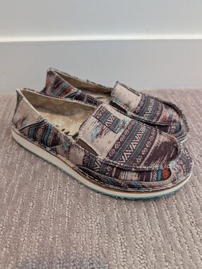 Very G Brown Aztec Slip-On Shoes (Annie)
